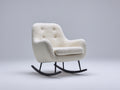 Schaukelstuhl 80 x 84 x 94 cm - Creme-Schwarz - Bouclé-Optik mit Knopfheftung und gepolsterten Armlehnen - modernes Design für Wohnzimmer und Leseecke