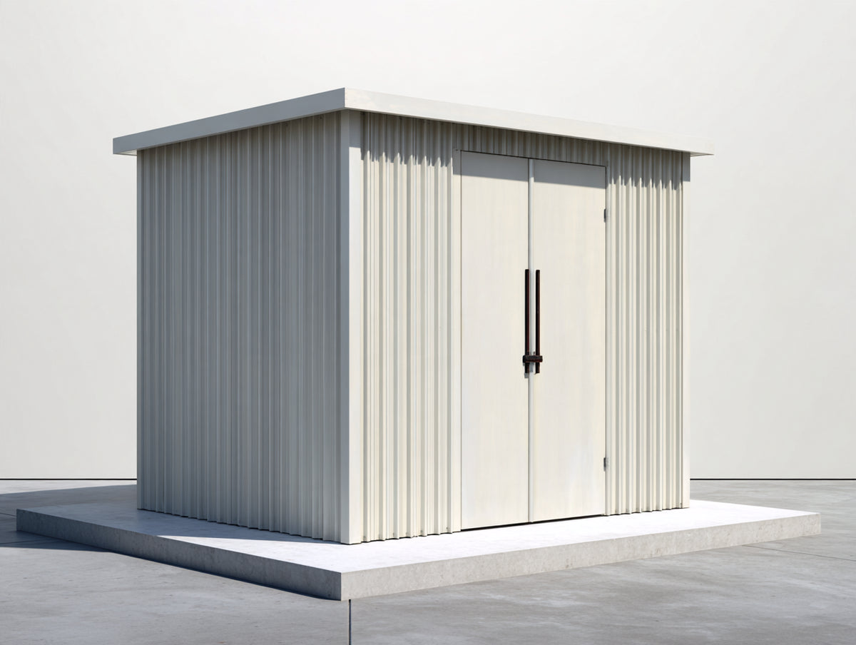 Gartenhaus - Metall - 220 x 180 x 210 cm - Weiß-Grau - modernes Gerätehaus mit 2 Türen