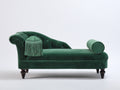 Chaiselongue aus Samt 182 x 82 x 92 cm - Dunkelgrün-Dunkelbraun - Gepolstert mit Knopfheftung und Holzbeinen