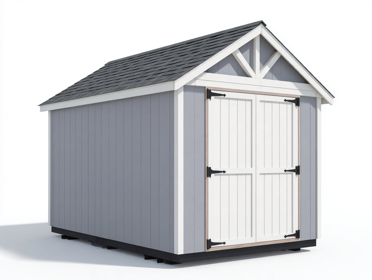Gartenhaus 220 x 180 x 220 cm - Grau-Weiß - mit Doppeltür und Satteldach - geschützter Stauraum für Garten und Außenbereich