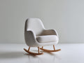 Schaukelstuhl mit Bouclé Bezug 80x88x92 cm - Creme-Natur - mit Armlehnen und Holzkufen - modernes Design