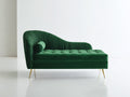 Chaiselongue aus Samt 175 x 78 x 90 cm - Dunkelgrün-Gold - Gepolstert mit Knopfheftung und Metallbeinen