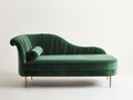 Chaiselongue 190 x 80 x 85 cm - Dunkelgrün-Gold - Samtoptik mit plissierter Rückenlehne - elegantes Design für Wohnzimmer und Ruhebereich