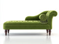 Chaiselongue aus Samt 195x82x92 cm - Olivgrün - Geschwungene Rückenlehne mit Knopfsteppung