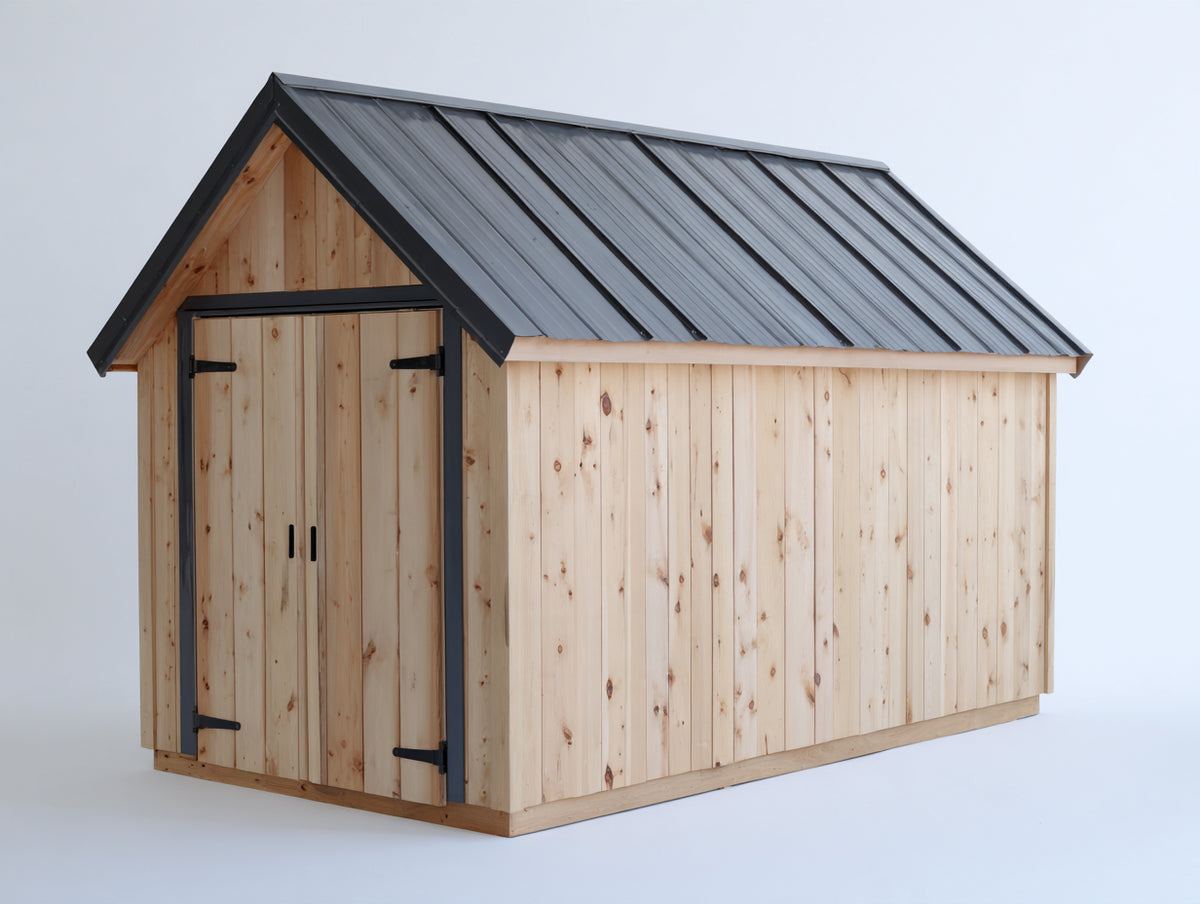 Gartenhaus aus Holz 240x180x220 cm - Natur-Anthrazit - mit Doppeltür und Satteldach - klassisches Design