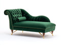 Chaiselongue mit Samtbezug 190x85x90 cm - Dunkelgrün - mit Knopfheftung und Ziernagelbesatz - klassisches Design